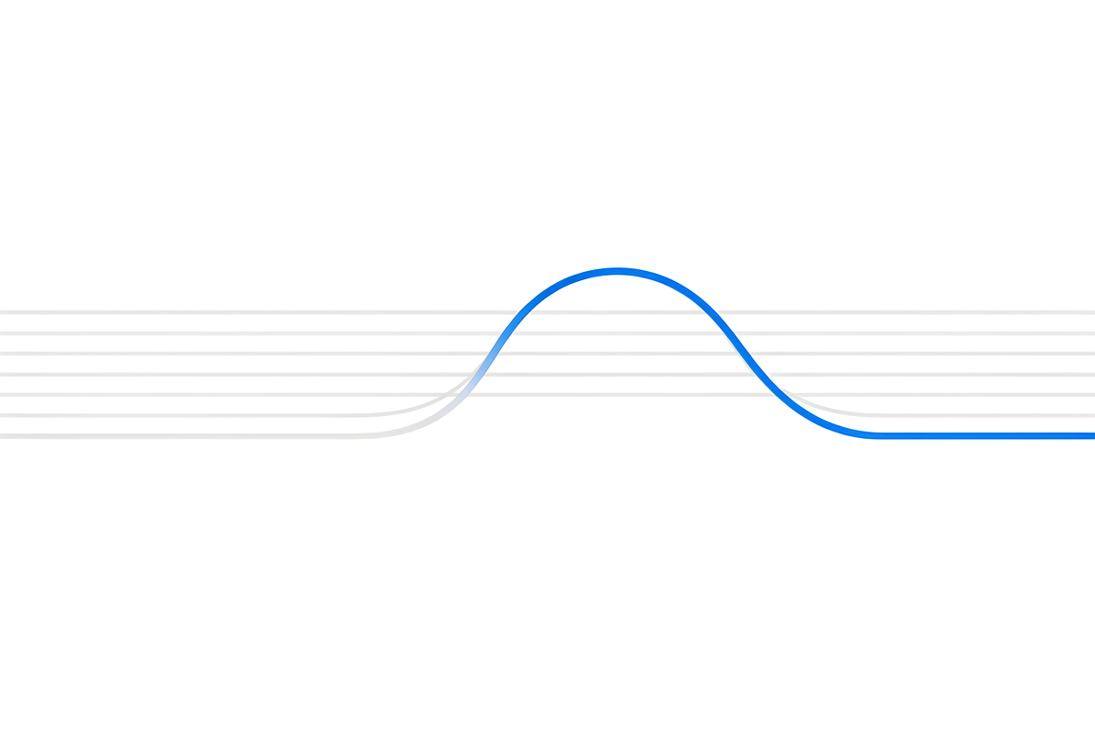 A bundle of identical request lines, with one line lifting away from the rest.